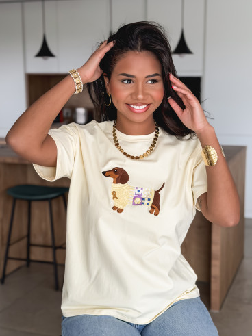 T-shirt Teckel - Jaune