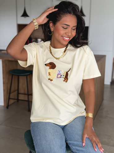 T-shirt Teckel - Jaune