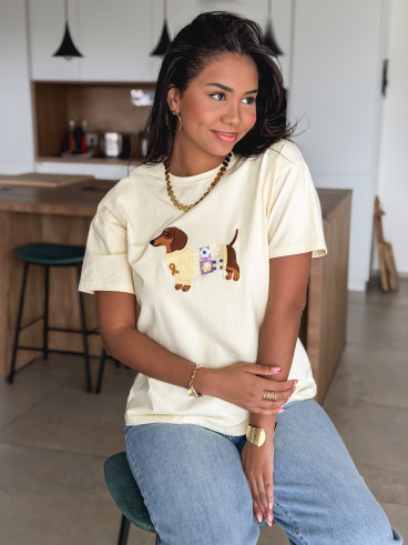 T-shirt Teckel - Jaune