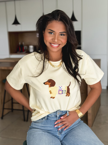 T-shirt Teckel - Jaune