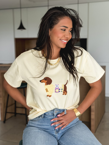 T-shirt Teckel - Jaune