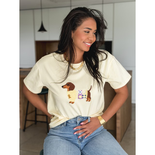 T-shirt Teckel - Jaune