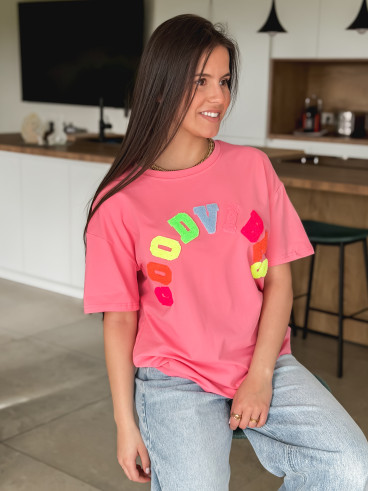T-shirt "Good vibes" - Fuchsia