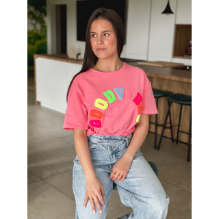 T-shirt "Good vibes" - Fuchsia