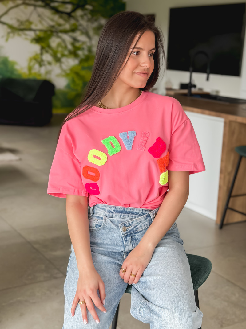 T-shirt "Good vibes" - Fuchsia