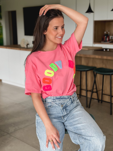 T-shirt "Good vibes" - Fuchsia