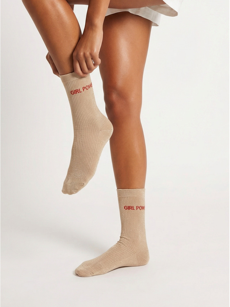 Chaussettes "GIRL POWER" - Beige