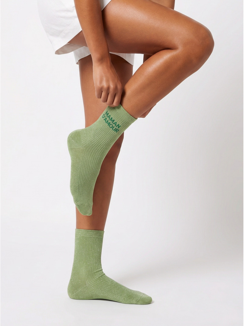 Chaussettes "Maman d'amour" - Pistache Chaussettes "Maman d'amour" - Pistache