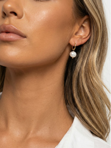 Boucles d'oreilles Thélia - Blanc/Doré