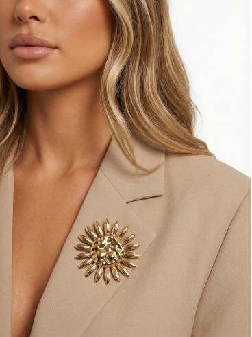 Broche Tournesol - Doré