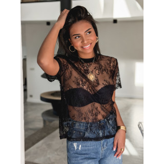 Blouse en dentelle Ciara - Noir