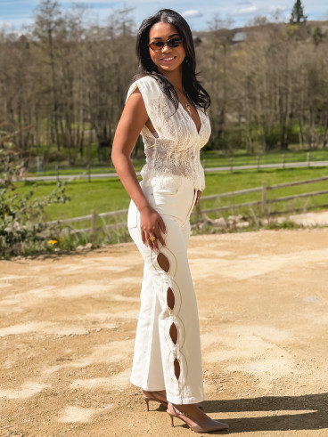 Blouse en dentelle Sanaé - Crème