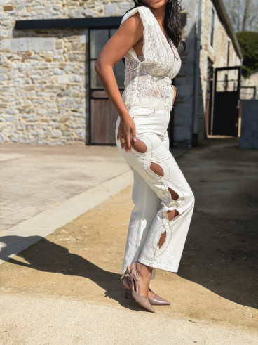 Blouse en dentelle Sanaé - Crème