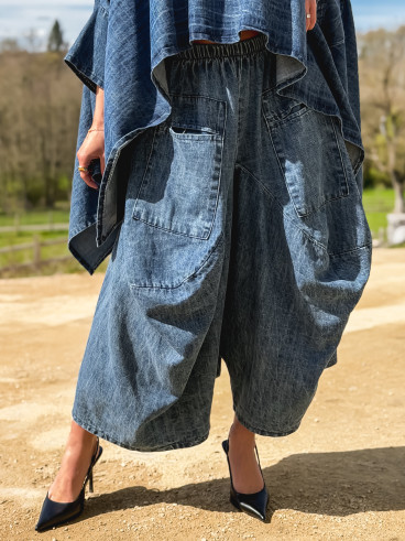 Sarouel en jeans Sya - Bleu