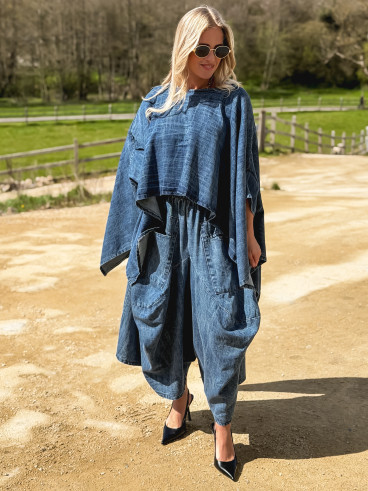 Blouse en jeans Sya - Bleu