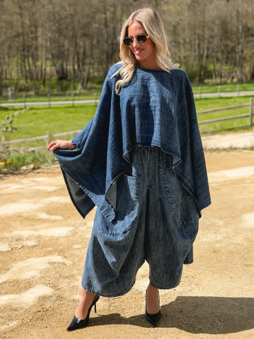 Blouse en jeans Sya - Bleu