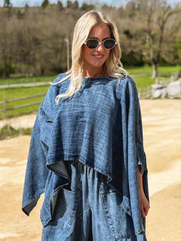 Blouse en jeans Sya - Bleu