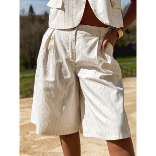 Bermuda ligné Ysara - Ecru
