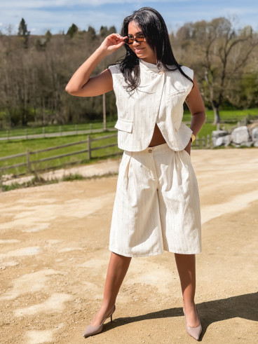 Veste ligné Ysara - Ecru