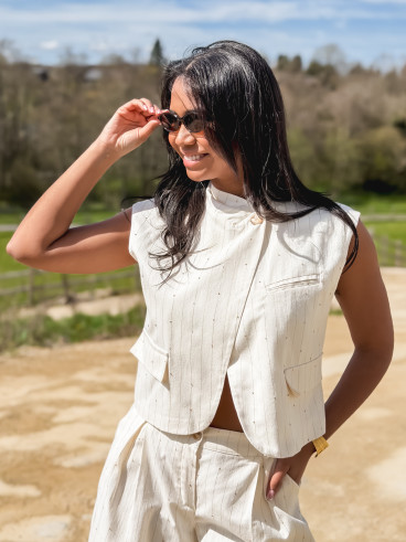 Veste lignée Ysara - Ecru
