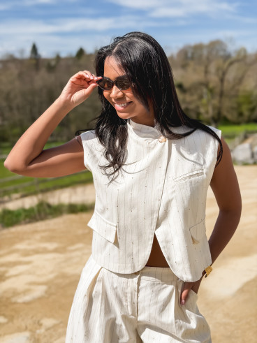 Veste ligné Ysara - Ecru