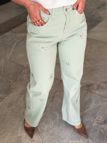 Jeans Elise - Vert menthe