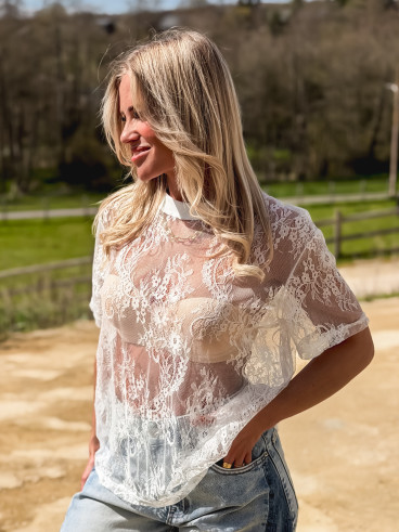 Blouse en dentelle Ciara - Blanc