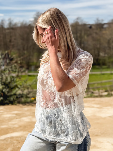 Blouse en dentelle Ciara - Blanc