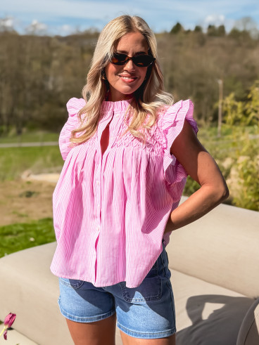 Blouse lignée Calie - Rose
