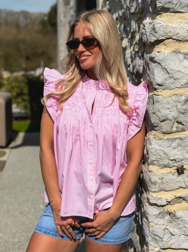 Blouse lignée Calie - Rose