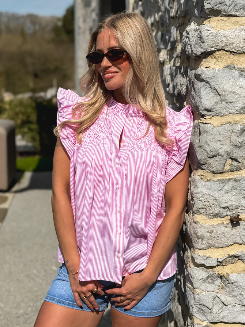 Blouse lignée Calie - Rose