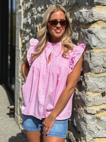 Blouse lignée Calie - Rose