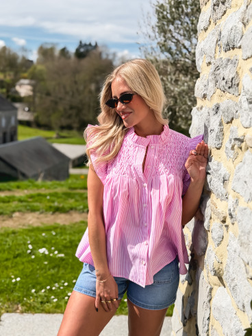 Blouse lignée Calie - Rose