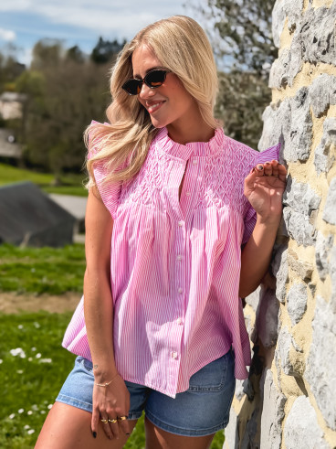 Blouse lignée Calie - Rose