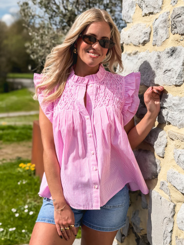 Blouse lignée Calie - Rose