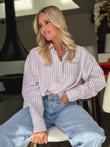 Chemise lignée Malou - Rose/Bleu