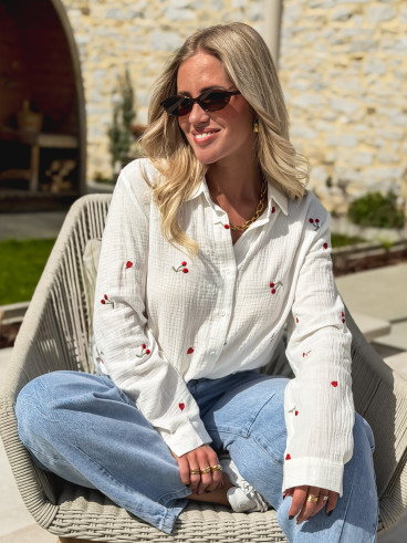 Chemise à motifs Cerise - Blanc/Rouge