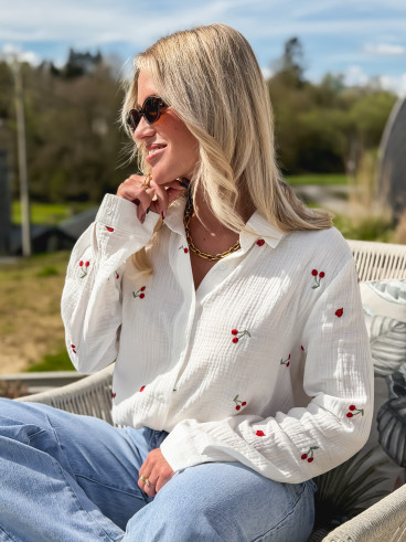 Chemise à motifs Cerise - Blanc/Rouge