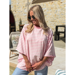 T-shirt ligné Naïma - Rose/Blanc