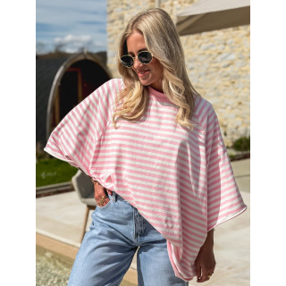 T-shirt ligné Naïma - Rose/Blanc