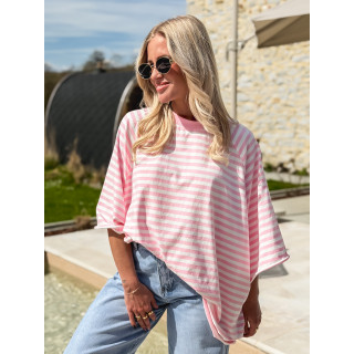 T-shirt ligné Naïma - Rose/Blanc