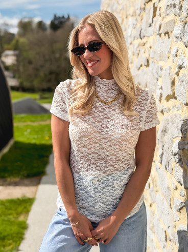 Blouse en dentelle Eloah - Blanc