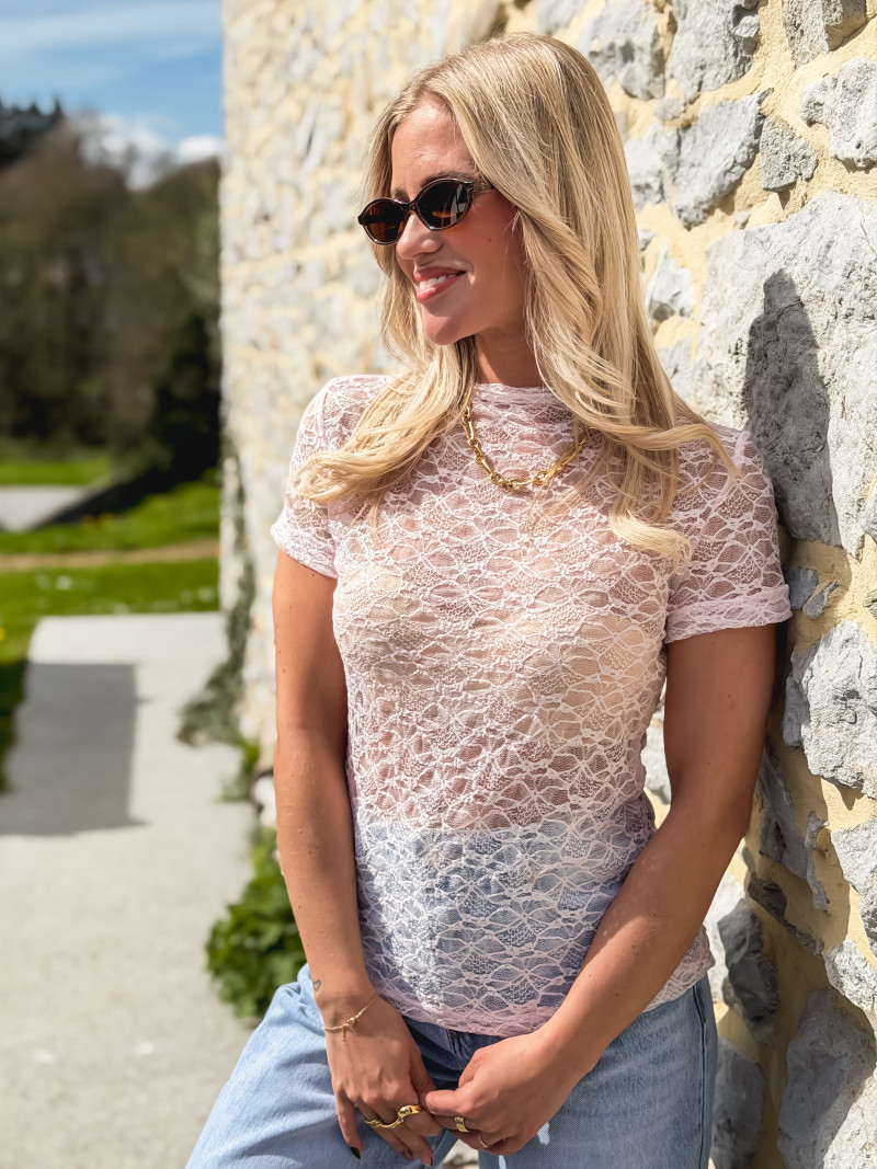 Blouse en dentelle Eloah - Rose
