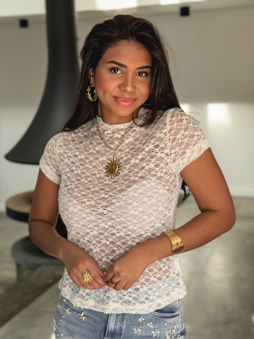 Blouse en dentelle Eloah - Beige