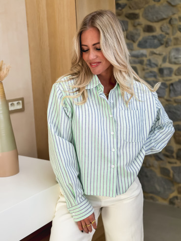 Chemise lignée Malou - Vert/Bleu