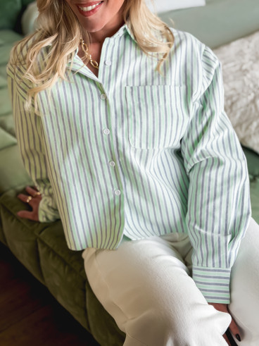 Chemise lignée Malou - Vert/Bleu