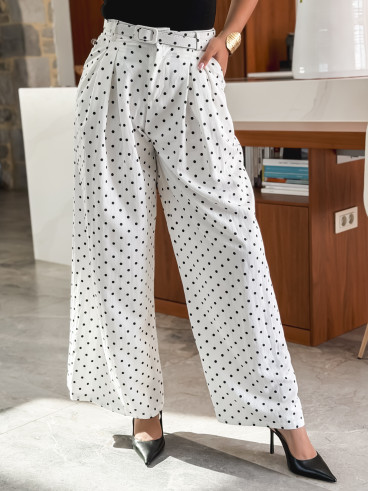 Pantalon à pois Phybie - Blanc