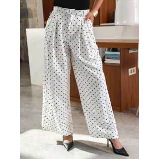 Pantalon à pois Phybie - Blanc