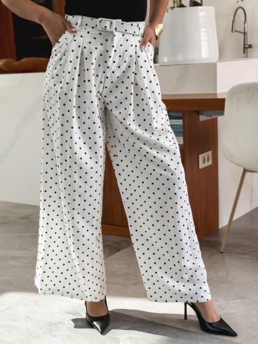 Pantalon à pois Phybie - Blanc