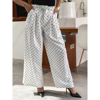 Pantalon à pois Phybie - Blanc